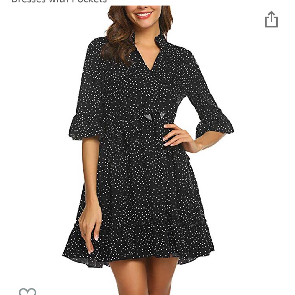 Women’s Ruffle Polka Dotted dress with pockets